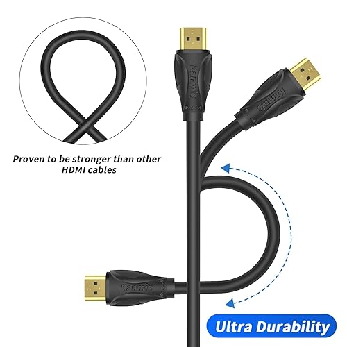 Miniatura 6 de Cable HDMI 4K de 20 pies, cables HDMI de alta velocidad (HDMI2.0, 18Gbps, 1080P) - Cable Ethernet de retorno de audio 4K HDMI, conectores chapados