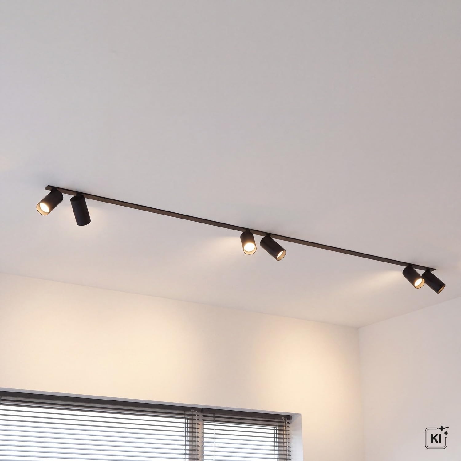 Licht-Erlebnisse Reflektor sufitowy, czarny, długość 400 cm, podtynkowy, GU10, 6-punktowy, wychylny, regulowany, XXL, nowoczesna lampa do zabudowy, lampa sufitowa, kuchnia