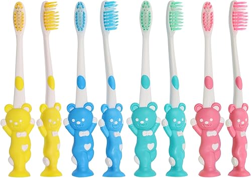 Miniatura 4 de Gisdo 60 cepillos de dientes manuales para niños pequeños envueltos individualmente, cepillo de dientes para niños a partir de 2 años, cepillo de