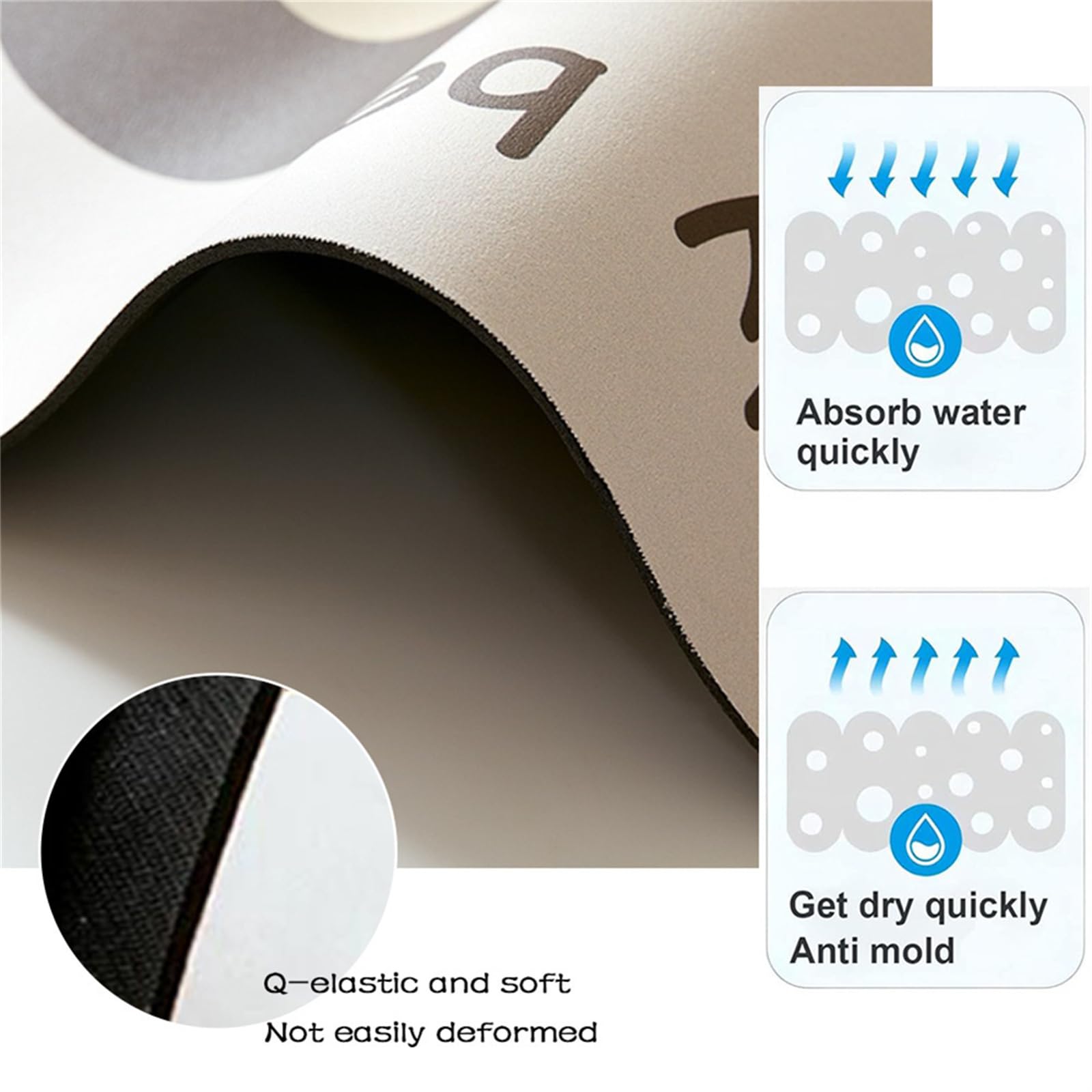 Hixingo Diatomeenerde Badematte rutschfeste Badvorleger Diatomeenschlamm Badematte Absorbierender Badteppich Schnelltrocknende Home Matte Für Küche Bodenmatte (Moderner Stil C,80x120cm)