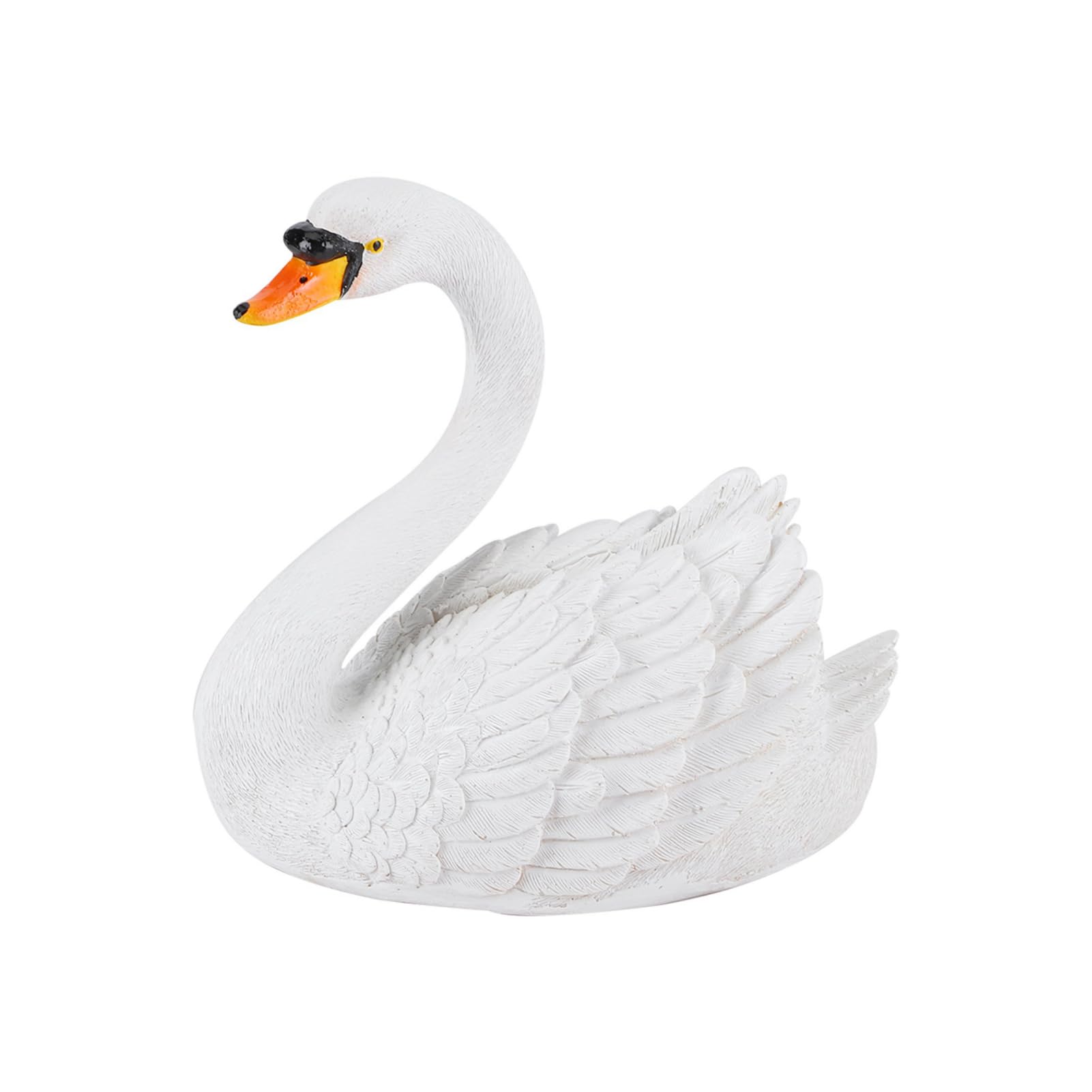 Leapiture White Swan Ornament Outdoor Swan Decoration Floating Simulation Swan Durable Garden Decor Porcelain Swan Figurine for Garden Courtyard