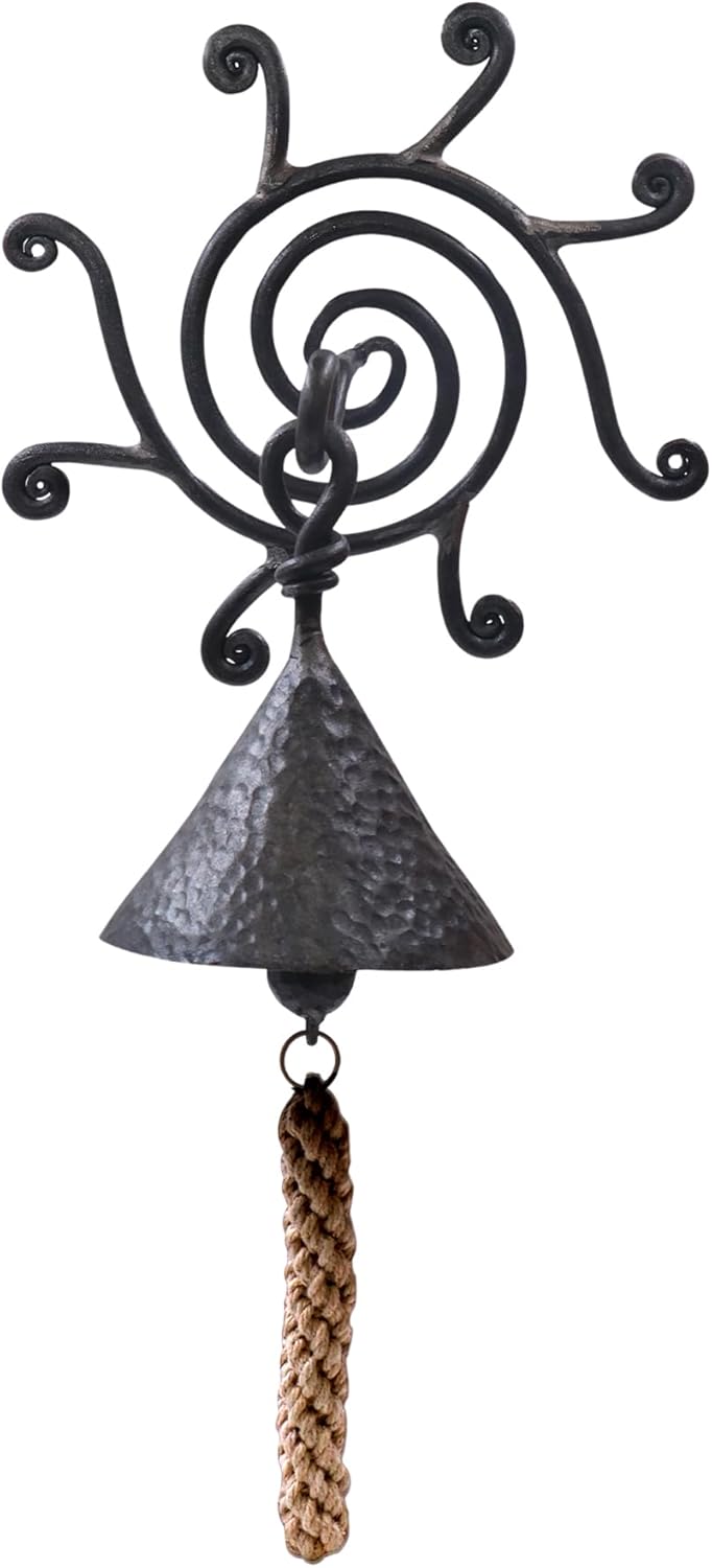 The Metal Magician Steering Wheel Wall Mounted Solid Brass Bell for Dinner, Indoor, Outdoor, School, Bar, Reception & Church-Black