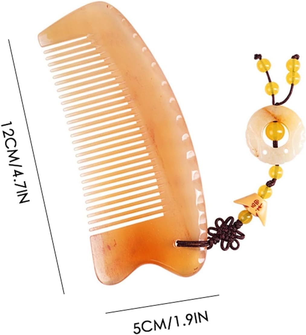 Hair Comb - 1 Pieces Exquisite Horn Comb Natural Horn Comb Thickening Massage Portable Dense Tooth Comb Anti-Static Comb Hair Comb
