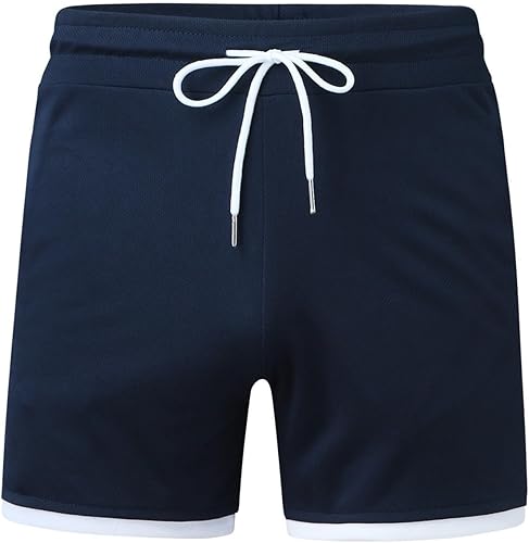 Miniatura 3 de FLOSHO Gym Shorts Men, Men's 2 in 1 Running Shorts 3" Quick Dry Bodybuilding Drawstring Athletic Workout Gym Shorts for Men