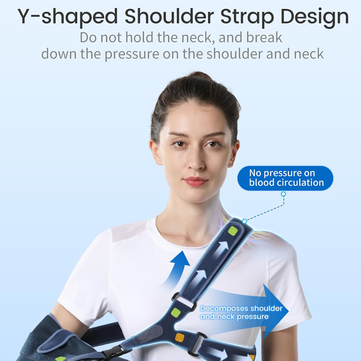 Shoulder Abduction Sling Support, Fully Adjustable Shoulder Sling with Pillow, Y-Shaped Shoulder Strap Design, Elasticity Adjustment, Ventilated Fabric, for Shoulder Injury and Recovery