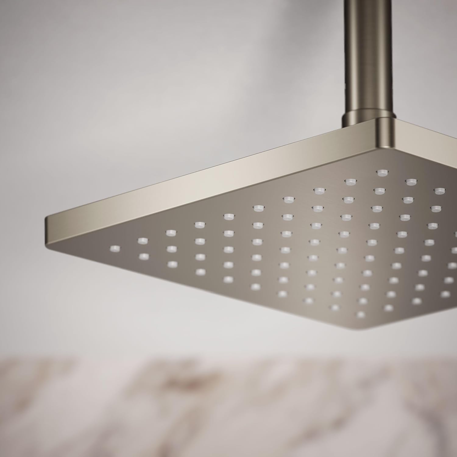 KOHLER K-26148-BN Honesty Square Rain Shower Head, 2.5 GPM, 8" Large Rain Shower Head, Wide Spray Coverage, Modern Design, Easy Installation, Vibrant Brushed Nickel
