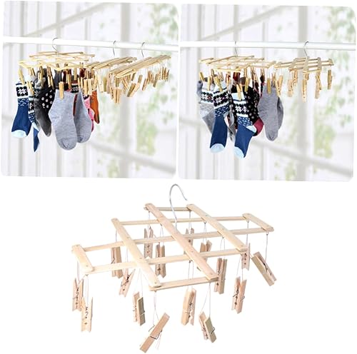 Miniatura 8 de TIDTALEO Tendedero plegable para ropa con múltiples perchas, ahorro de espacio, pinzas plegables para ropa para ropa, calcetines, secadora, gancho