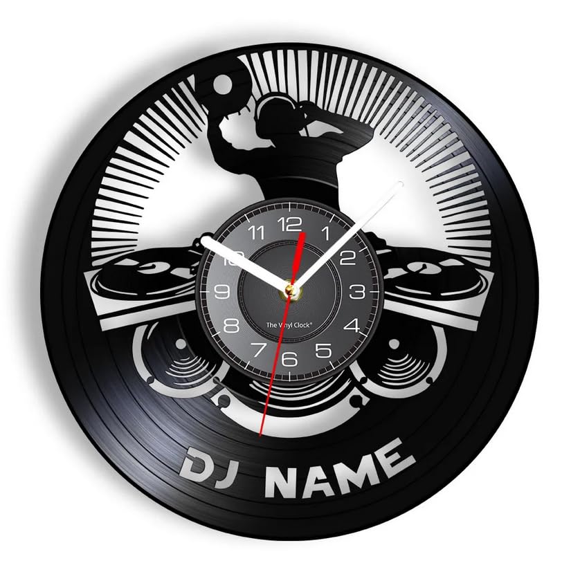 30cm Decorative Clock Disc Jockey Vinyl Record Wall Art Home Decor Wall Clock Logo Dj Wall Clock Handmade Personalized Dj Gift for Men for Room Decor