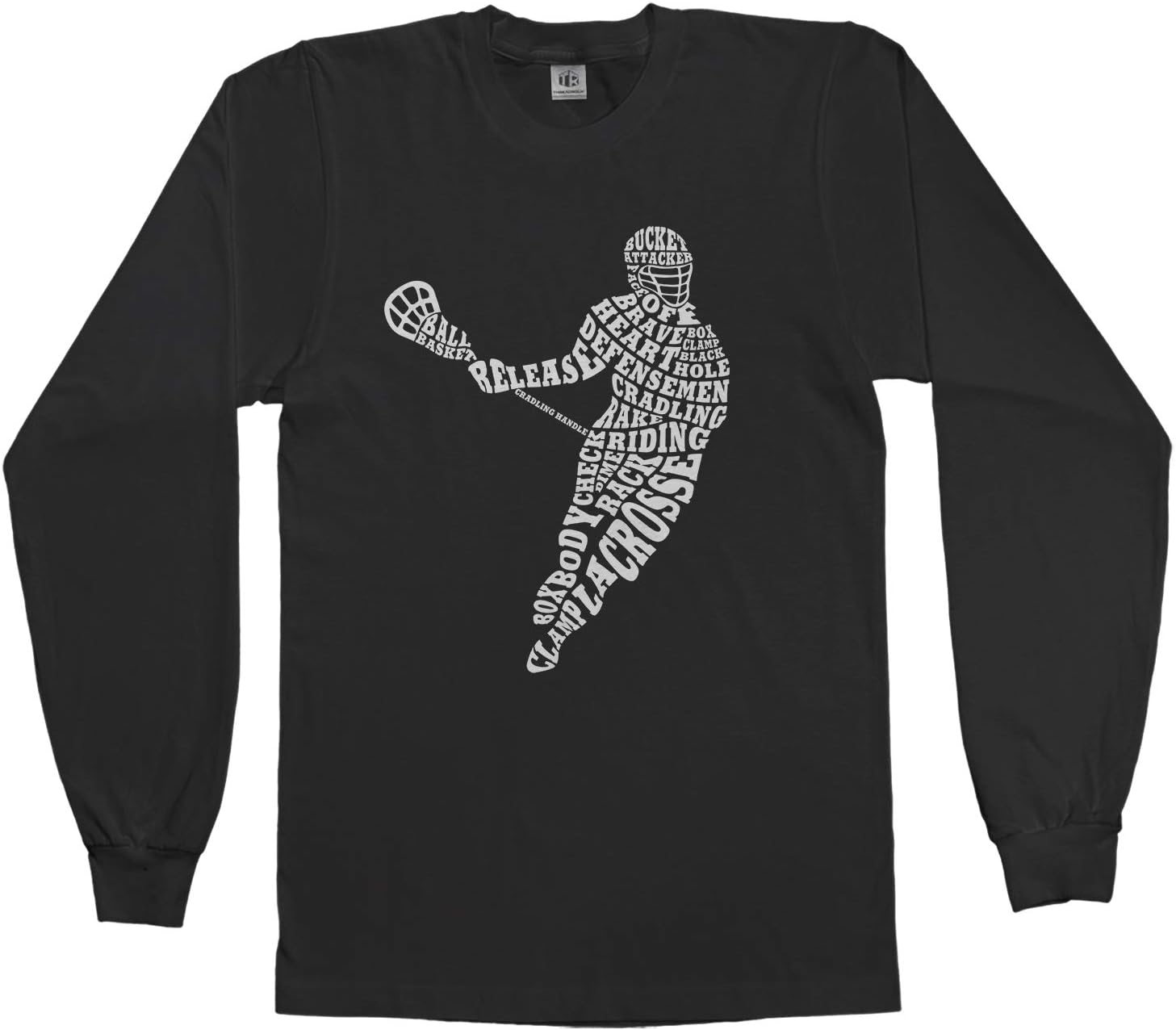 Threadrock Big Boys' Lacrosse Player Typography Youth Long Sleeve T-Shirt