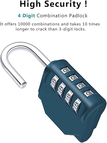 Miniatura 2 de ZHEGE - Candado de combinación de 4 dígitos para exteriores, casillero de escuela y gimnasio