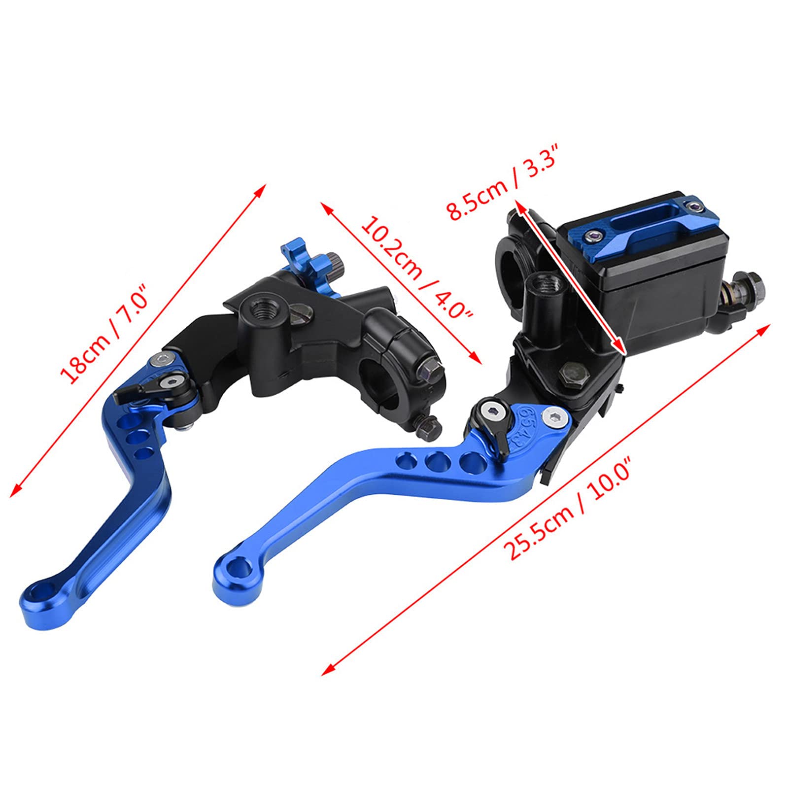 Qiilu Manetas Regulables Moto, 1 par 7/8 "(22 mm) Palancas de depósito del cilindro maestro del embrague del freno de la motocicleta universal(Azul)