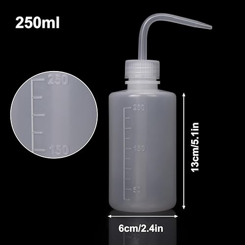 Miniatura 2 de DEPEPE Paquete de 6 botellas de 250 ml exprimibles para líquidos, botella de plástico LDPE de seguridad con boca estrecha y etiquetas de escala,