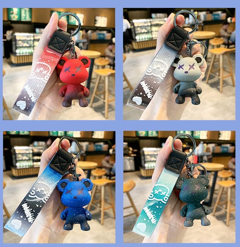 Cute Bear Keychain, Cartoon Bear Key Ring Bag Pendant Wristband, Suitable for Car Key Backpack Accessories - Image 6