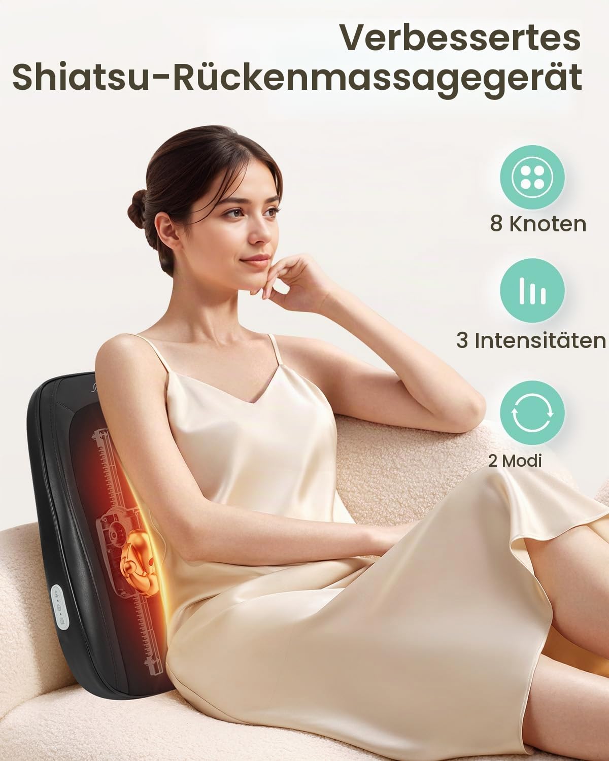 Snailax Shiatsu Rückenmassagegerät mit Wärme, Massagekissen für Tiefenknetmassage Entspannung, tragbares Massagegerät für Rücken und Nacken, Geschenke