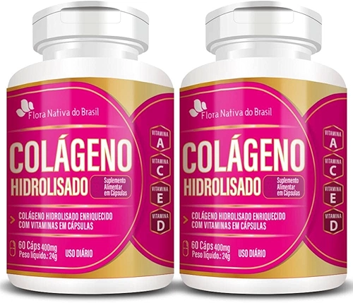 KIT 2X Colágeno Hidrolisado com Vitaminas 60 cápsulas - Flora Nativa