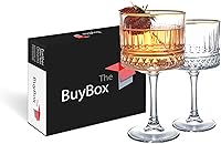 Vista 10 de The Buybox - Copa de vidrio extra grande, copas de copa vintage, copas de vino cuadradas grandes. Cóctel, champán, copas de margarita, cristalería