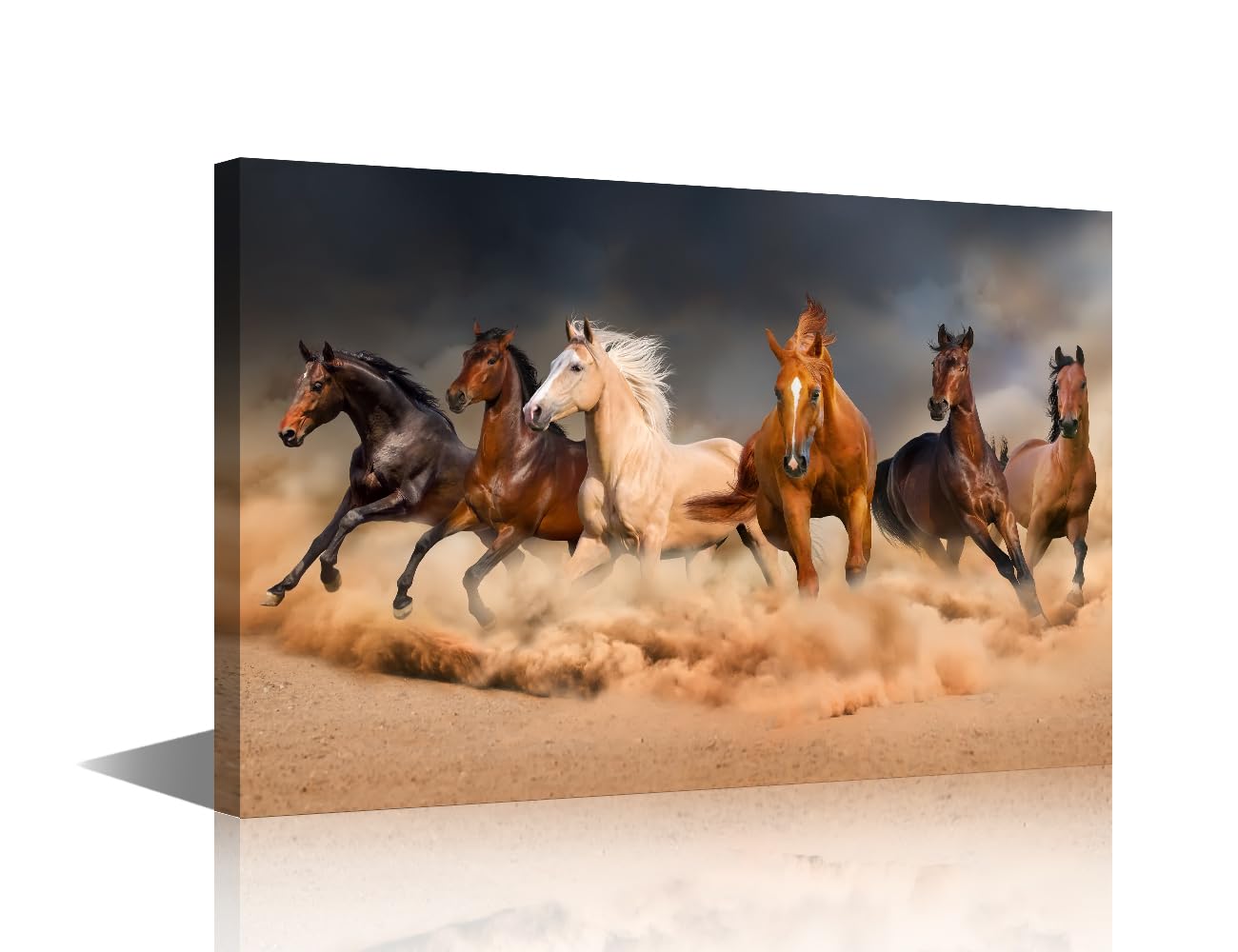TISHIRON Running Horses Posters and Prints Painting Pictures Wall Art for Living Room Office Modern Home Decor Gallery-wrapped Modern Landscape Canvas Art 1 Piece Set Framed Ready to Hang 24x16 in