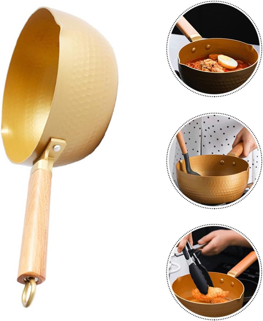 Japanese Style 18cm Aluminium Alloy Milk Pan without Lid, Household Saucepan with Handle for Heating and Stewing, Suitable for Cooking Soups, Instant Noodles, and Food