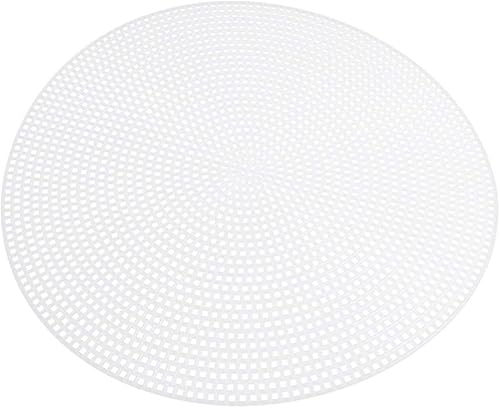 Miniatura 18 de SEWACC Kits de bricolaje, 30 hojas de malla de plástico para bordar, lona redonda blanca para manualidades de hilo acrílico, proyectos de punto