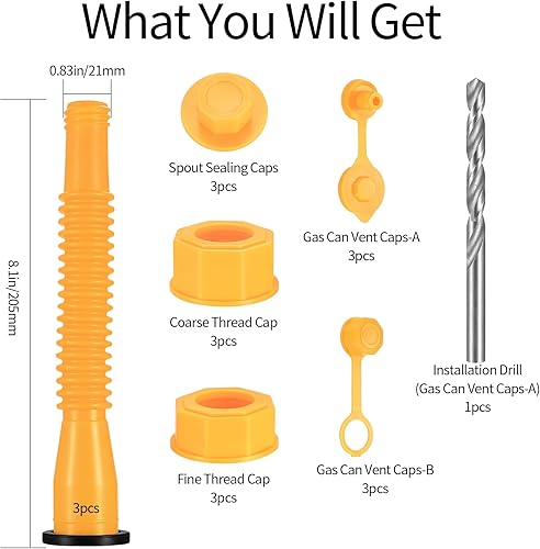 Miniatura 2 de Juego de repuesto de boquilla de gasolina, kit de repuesto de 19 boquillas de latas de gas para 12510 galones, reemplazo de latas de gas, boquillas