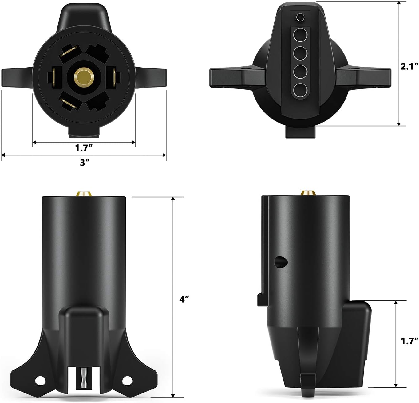 Kohree 7 Way Blade to 5 Way Flat Trailer Adapter Connector, 7 pin to 5 pin Trailer Converter, Flat Connection Weatherproof