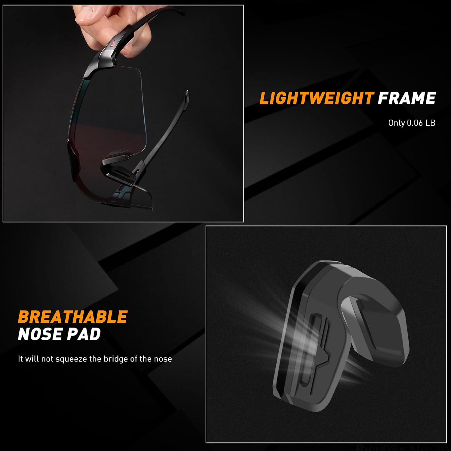 SCVCN Photochromic Cycling Glasses for Men Women UV400 Sports Glasses for Youth Windproof Goggles for Baseball Golf S111