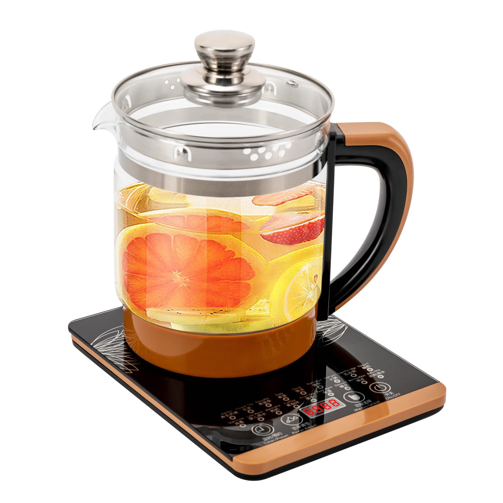 1.8L Glass Electric Kettles, Smart Touch Screen Stainless Steel Glass Boiler Hot Water with Tea Infuse, Tea Maker with 18 Smart Menu, with Steamed Egg Rack