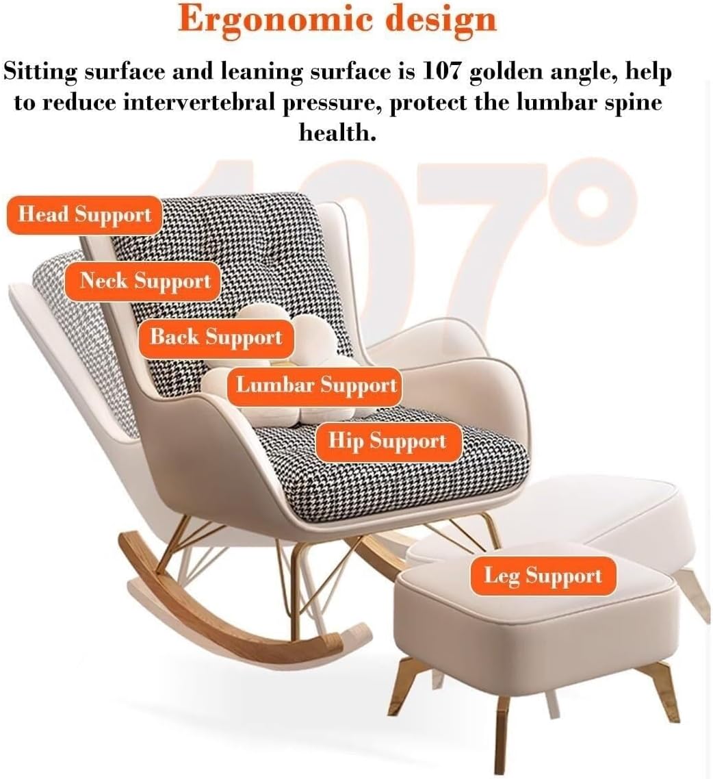 FIXARE ミッドセンチュリーモダンチェアオットマン付きロッキング