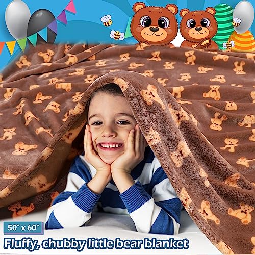 Ngttxtx CHL-BBR01 Warm Soft Toddler Fleece Blankets For Boys & Girls With Cartoon Bear Pattern Print - Cozy Fuzzy Plush Flannel Kids Throw Blanket thumb #1