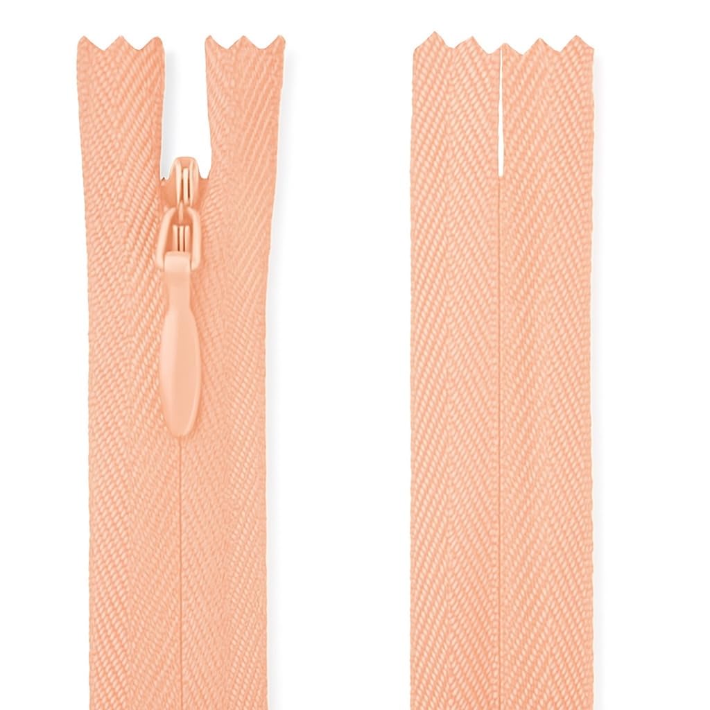 Invisible Zip Pale Peach 22" (56cm) - Concealed Closed-End Nylon Zipper for Sewing & Dressmaking: Evening Dresses, Bridal Gowns, Coats, Long Skirts & Couture by Giddy Square — image 1