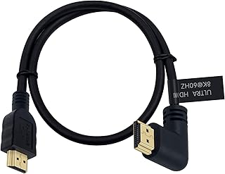 Poyiccot 8K HDMI Cable 2feet, HDMI 2.1 Cable 90 Degree Right Angle HDMI Male to Male 8K HDMI 48gbps 2.1 Cable Support 8K@60Hz 4K@120 7680P 8K HDMI 2.1 Cable for TV/Xbox /PS4 /PS5(M/M Right)