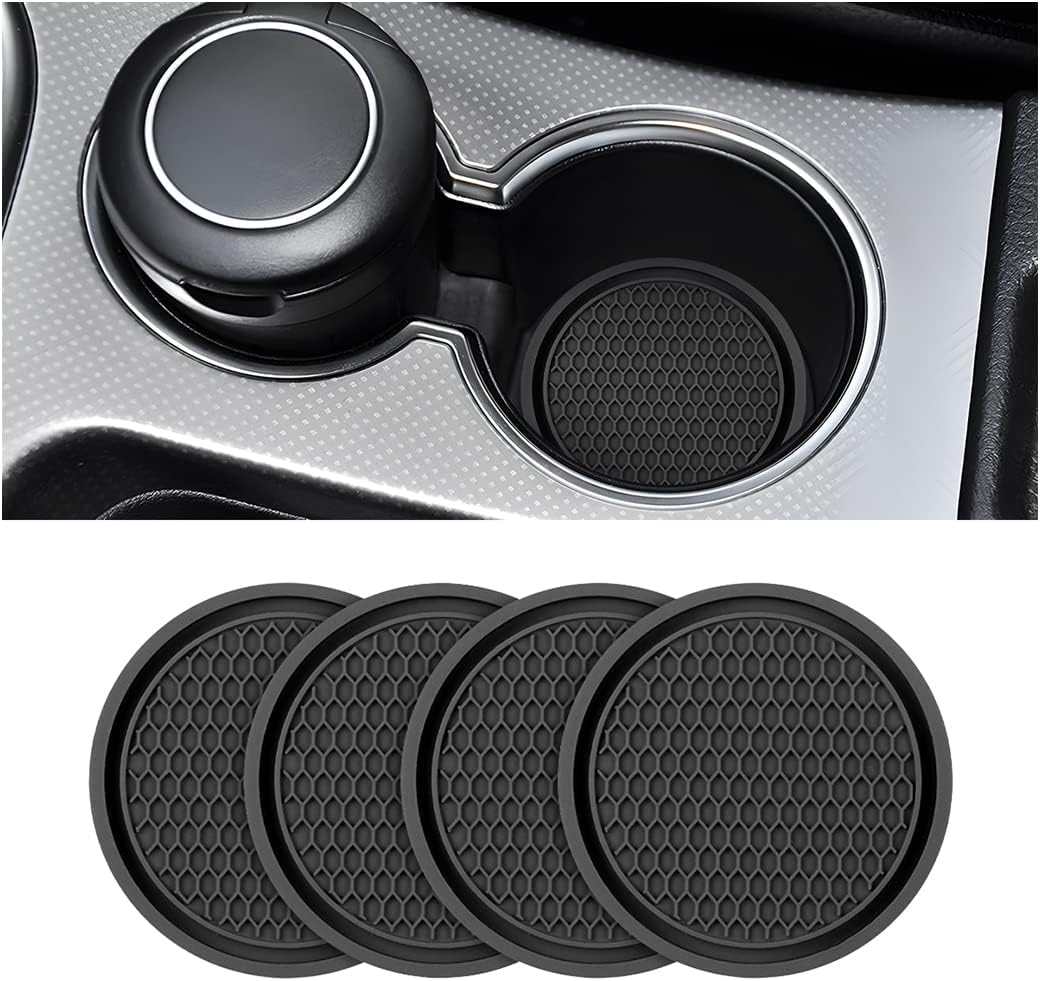 4-Pack Car Cup Holder Coasters - 2.75" Non-Slip Insert Protectors For Most Vehicles