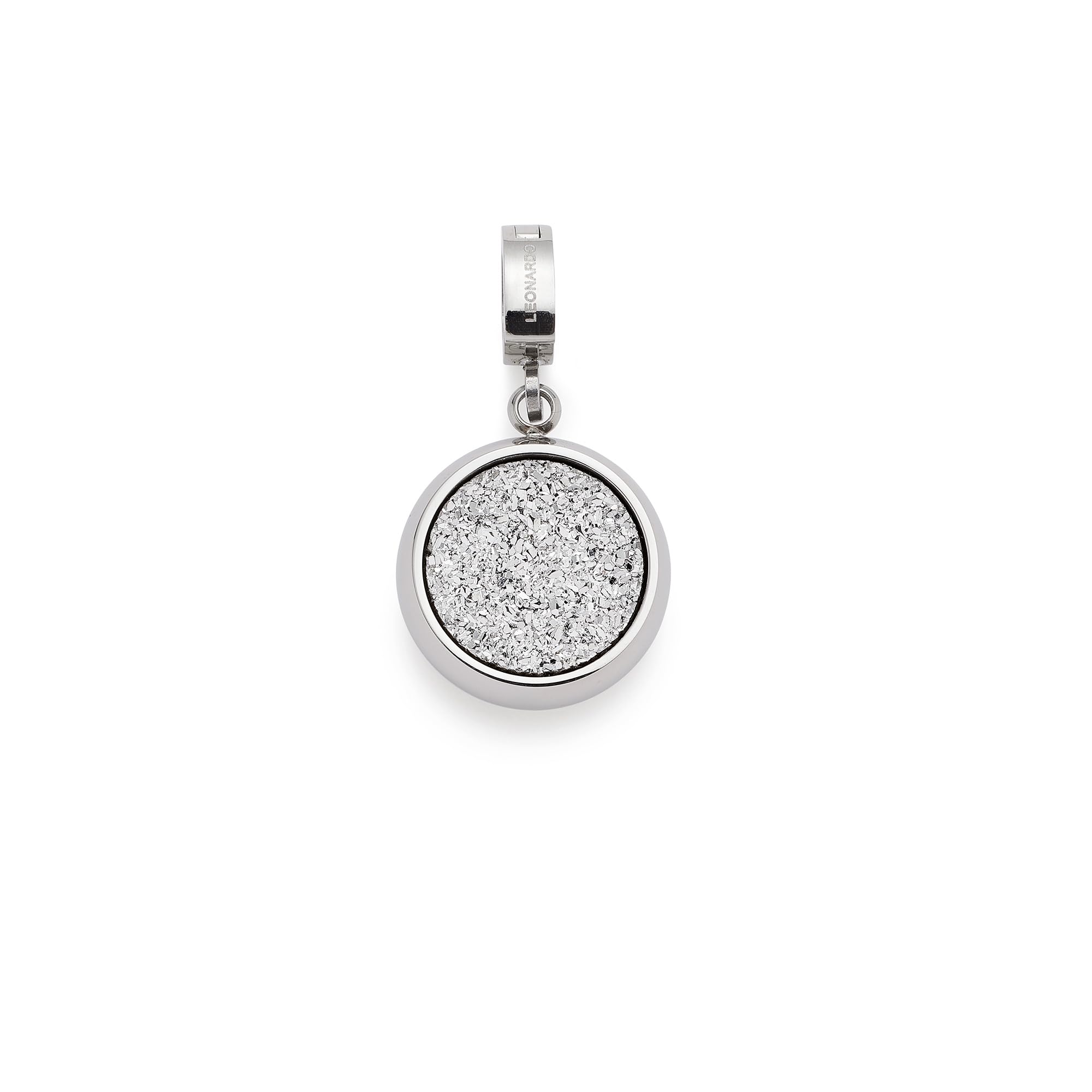JEWELS BY LEONARDO Ciondolo Clip & Mix Flowery – Rotondo Floreale In Acciaio Inox Argento Con Pietra Di Vetro – 4,8 Cm – Regalo Per Donna
