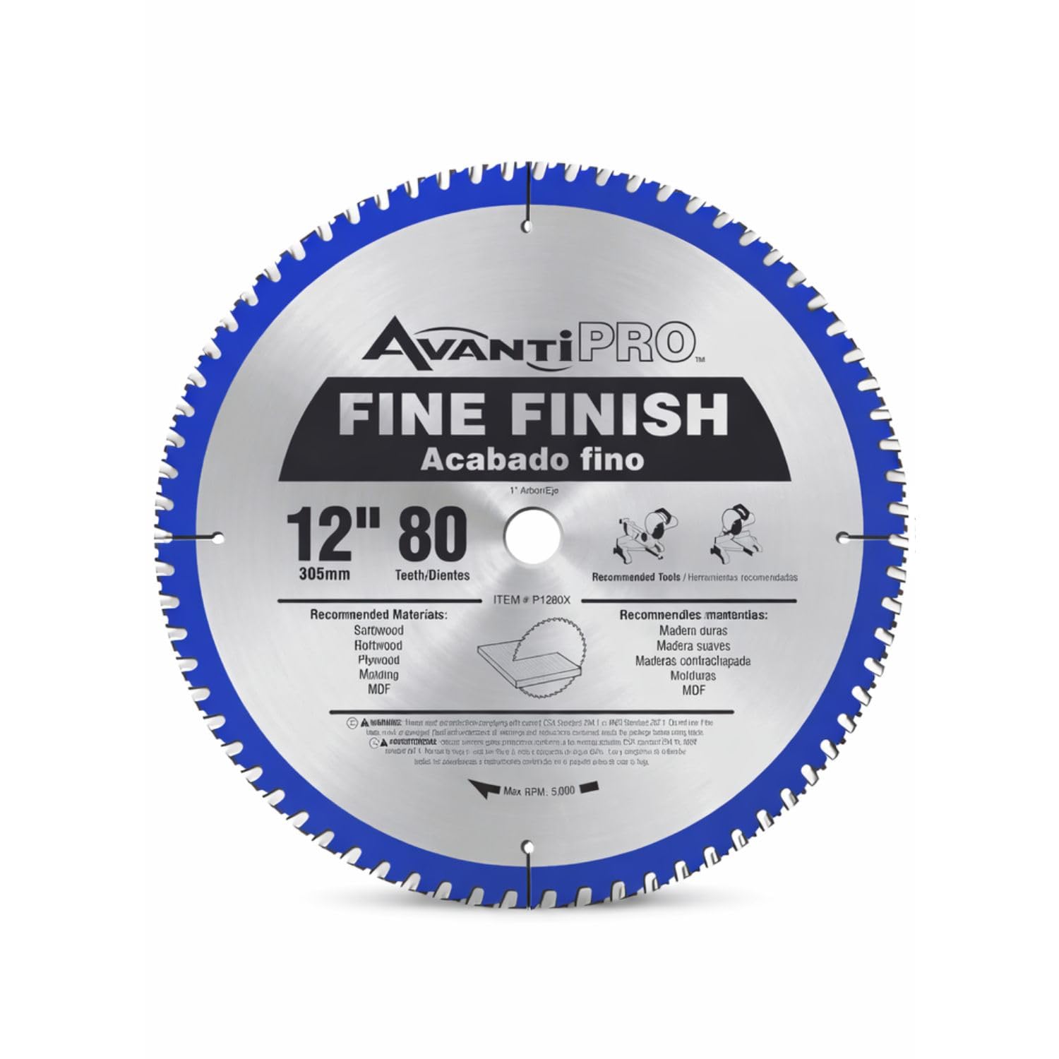 AvantiPro by Freud Fine Finish Saw Blades with Carbide-Tipped Teeth - Ideal for Precision Cutting for DIYers and Professionals - 12", 80-Tooth - Max RPM 5000-2-Pack - P128080PP