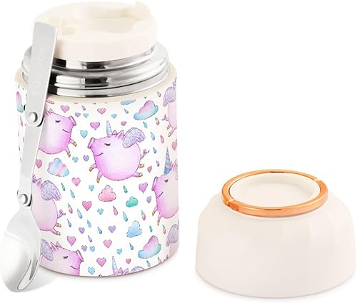 Miniatura 1 de MCHIVER Cute Piglets Food Jar with Spoon Stainless Steel Vacuum Insulated Food Container 17 oz Thermos for Lunch