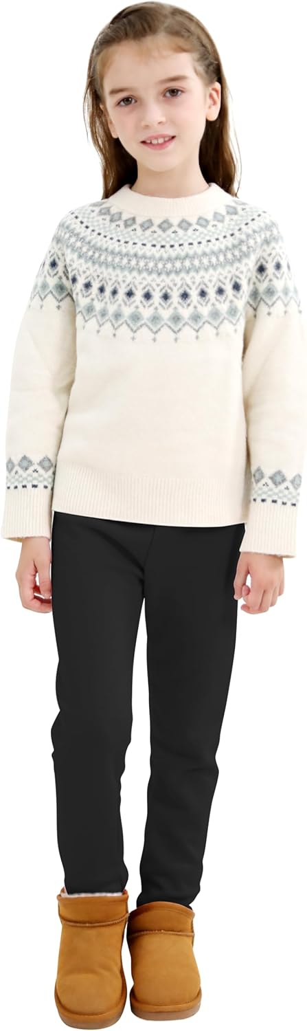 Resinta 4 Pack Girls Winter Warm Fleece Lined Leggings Thick Thermal Tights Pants Soft Stretchy Leggings - Image 6