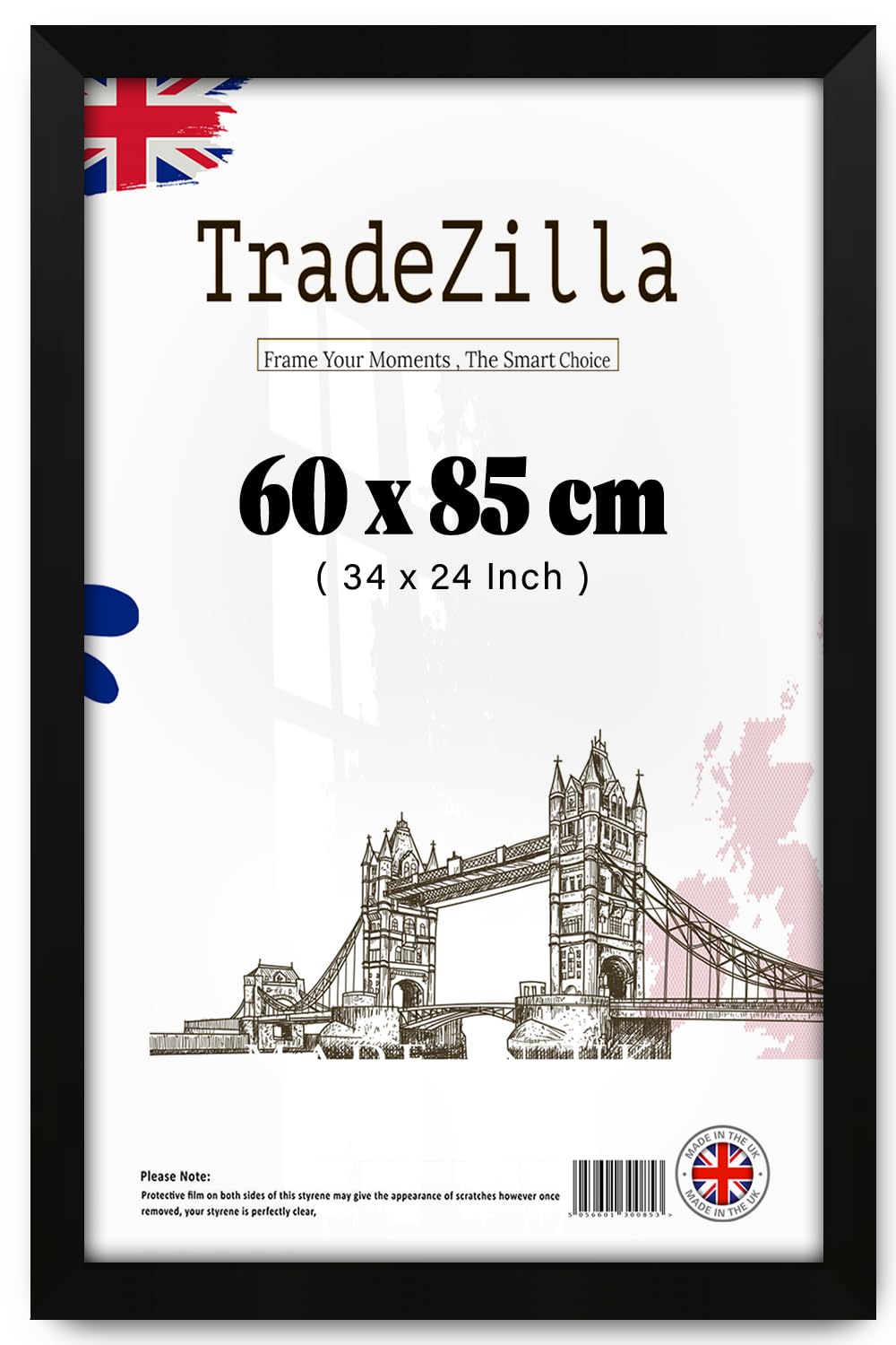 TradeZilla | Luxury Large Flat Style (60 x 85 CM) Engineered Wood Matt Black Frames -Ideal for Modern Home Décor 34 x 24 Inch [ Matt Black ]
