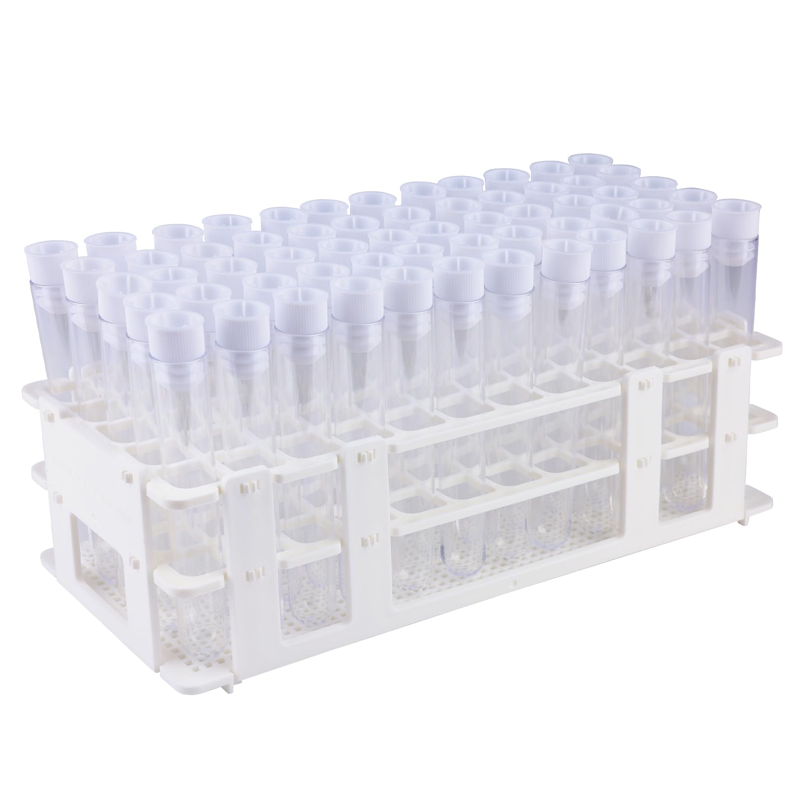 Stonylab Juego de Tubos de Ensayo de Plástico 16 mm 60 Piezas con Soporte 10 ml