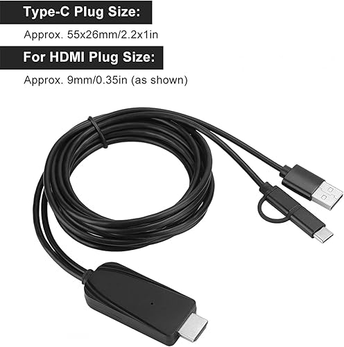 Miniatura 4 de Adaptador de pantalla compartida, mismo cable de pantalla USB C a 1080P HD compatible con Miraplug APP conveniente de usar ligero para oficina para