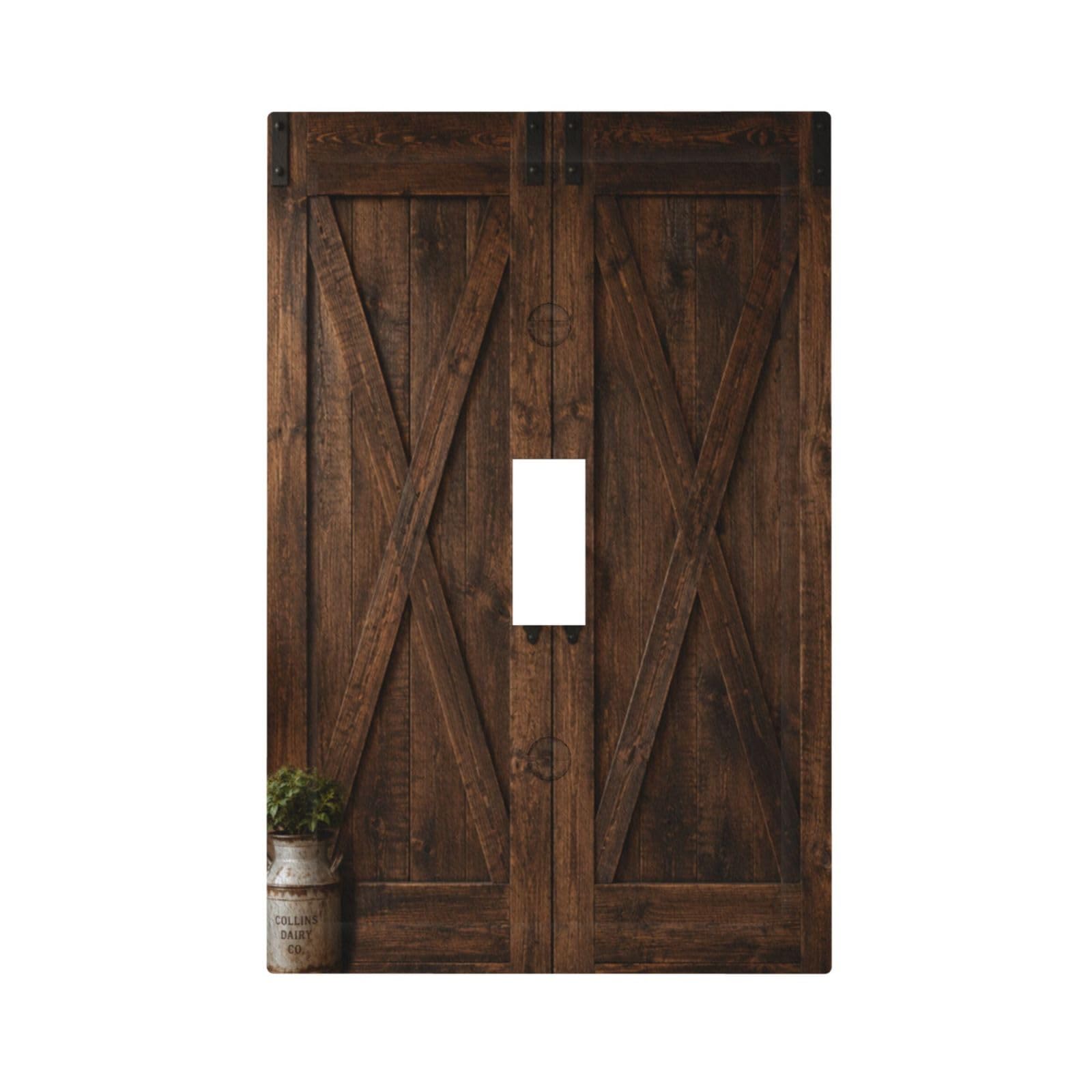 Dwbguo Decorative Light Switch Plate Covers Farmhouse Rustic Barn Door Print 1 Gang Wall Plate Unique Single Toggle Vintage Dark Brown Wood Wooden Grain Light Switch Covers Artistic Faceplate