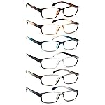 JOSCHOO Computer Reading Glasses for Women and Men 6 Pack Blue Light Blocking Spring Hinge Readers (Mix Color-5, 2.00, multiplier_x)