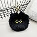 TVRTFQ Cute Cat Head Plush Keychains Cool Black Cat Pom Pom Keychain Creative Animal Car Keychain - Mini Cartoon Kawaii Backpack Pendant Birthday Fashion Gift for Women (1, Black)