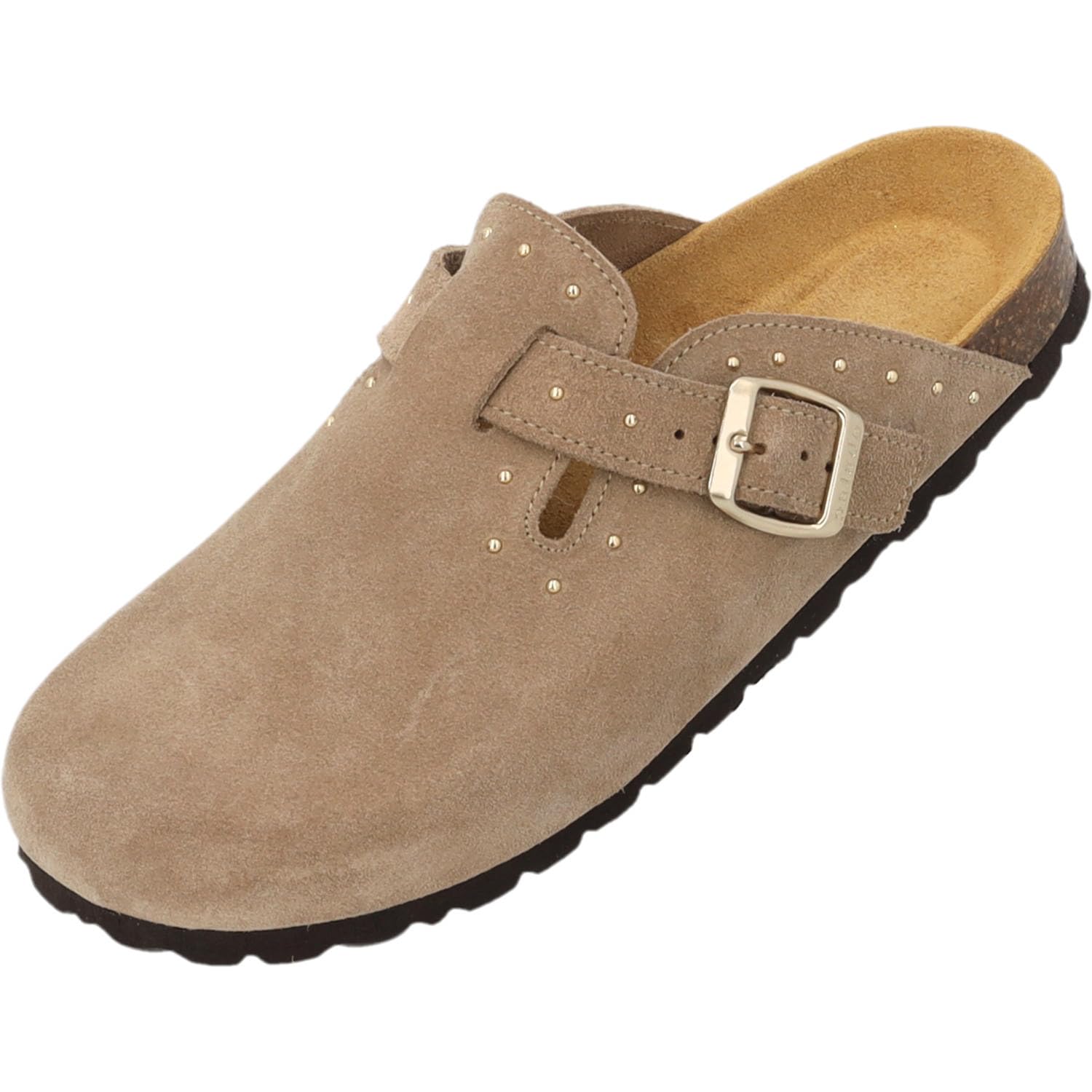 Palado Clogs Damen Kiel Glint Premium Leather - bequeme Pantoletten Made in Spain - elegante Hausschuhe mit Kork-Fußbett - modische Sommerschuhe