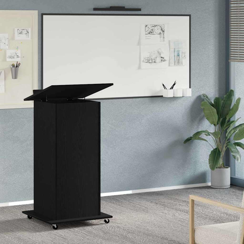 Podium Schreibtischorganizer aus Holzwerkstoff in Schwarz Eichen-Optik 55 x 55 x 107 cm mit praktischen Regalen und Schubladen für effiziente Büroorganisation