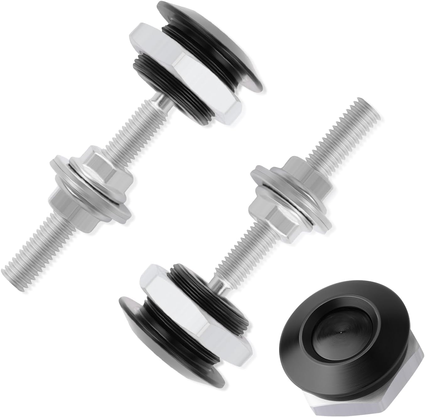 carleef 2PCS Hood Pins Kit for Car with Spacers & Screws,Aluminum Alloy Bumper Quick Release for Engine Cover Protection,Universal Push-Button Quick Latch Car Accessories (Black), 1.01x1.01x0.6 inch