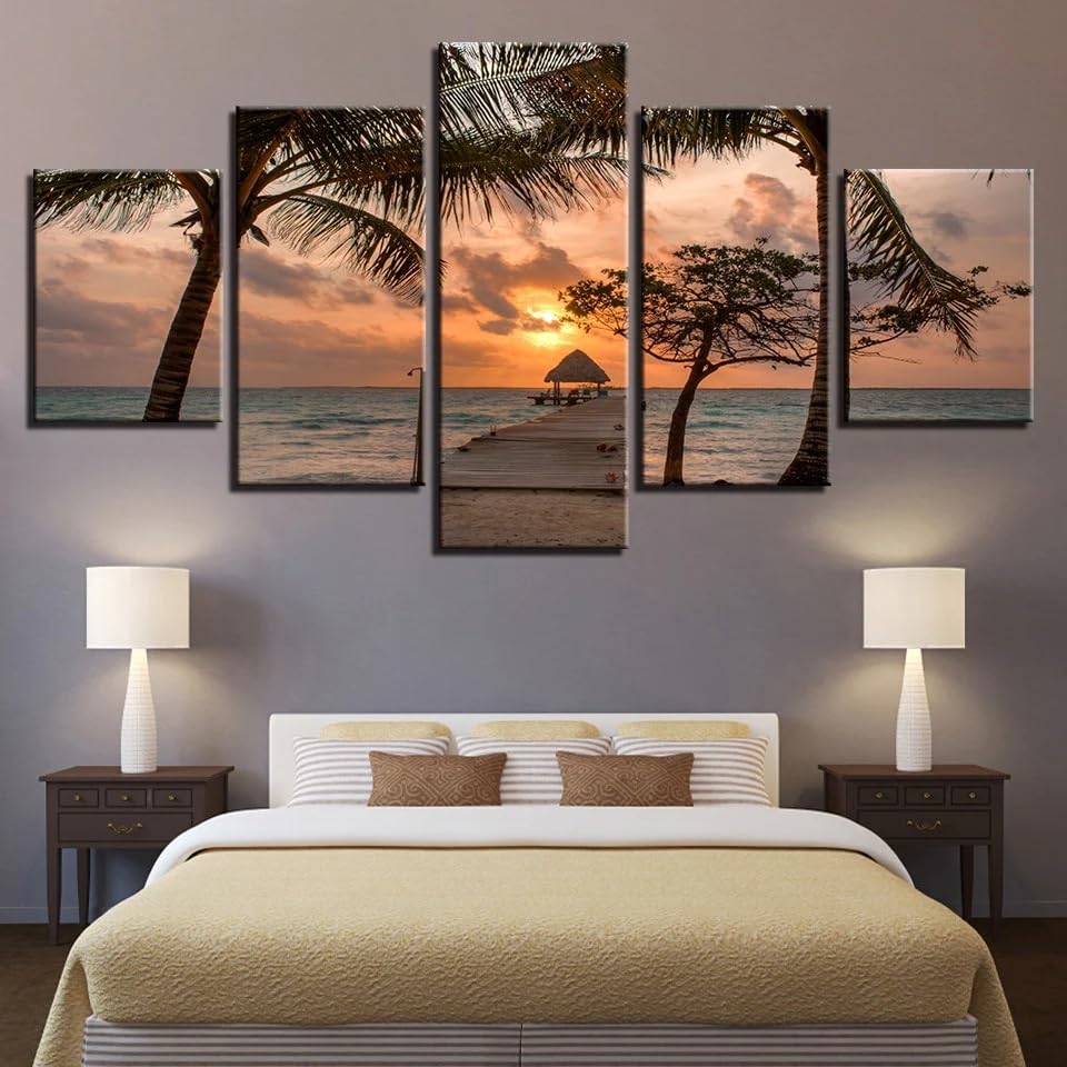 Tableaux decoratifs muraux salon ocean coucher de soleil haute definition