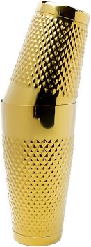 Diamond Boston Shaker Set Gold, 16 oz & 28 oz Stainless Steel Weighted Tins, Metal Bar Tool for Professional Bartending
