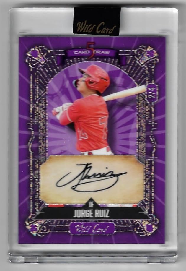 Jorge Ruiz Autographed & Serial Numbered #2/4 RARE Sparkles Foil Purple Parallel 5 Card Draw Collectible Baseball Card - 2024 Wild Card 5 Card Draw Baseball Card #5CDC-JRA (Angels)
