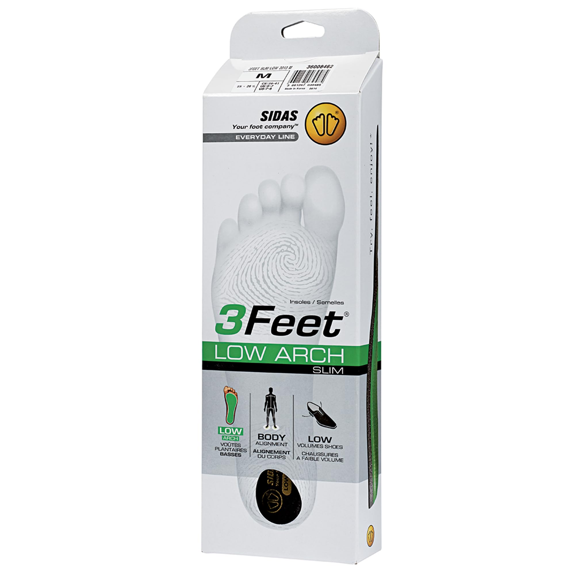 Solette Comfort 3Feet Slim Low, Per piedi con arco plantare basso, Adatte a piedi di volume ridotto, Sostegno del piede e comfort duraturo