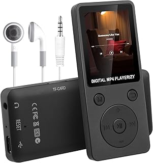 Lecteur MP3 Bluetooth 5.3 32Go avec Haut-Parleur IntĂ©grĂ©, Baladeur Portable HiFi sans Perte 70H Autonomie, MP3 Sport avec Radio FM, Ăcran 1,8 Pouces, Extension Carte TF 128Go, Lecteur Musical LĂ©ger